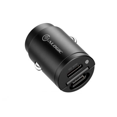 Alogic Rapid Power 2-poorts mini USB-C autolader (30W) - Black Alogic Rapid Power 2-poorts mini USB-C autolader (30W) - Black