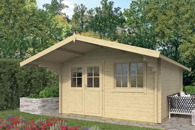 Tuindeco Stian Blokhut 400x400 cm + luifel 140 cm 58 mm vuren blank- Zadeldak- Onbehandeld vurenhout- Tuindeco Tuindeco Stian Blokhut 400x400 cm + luifel 140 cm 58 mm vuren blank- Zadeldak- Onbehandeld vurenhout- Tuindeco