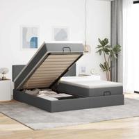 Ottoman bed met matrassen 180x200cm stof donkergrijs - thumbnail