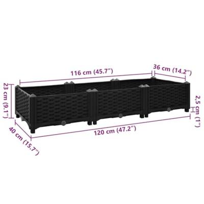 VidaXL Plantenbak verhoogd 120x40x23 cm polypropyleen