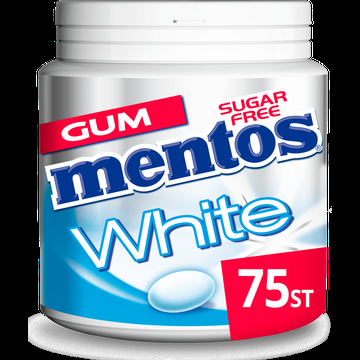 Mentos Gum White Sweet Mint Suikervrij Pot 75 stuks bij Jumbo