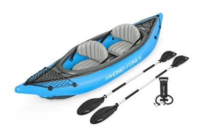 Opblaasbare kajak - BESTWAY - Cove Champion X2 Hydro-Force - 331x88cm - 2 plaatsen - 180kg max - 2 peddels, 2 afneembare vinnen + Opblaasbare kajak - BESTWAY - Cove Champion X2 Hydro-Force - 331x88cm - 2 plaatsen - 180kg max - 2 peddels, 2 afneembare vinnen +