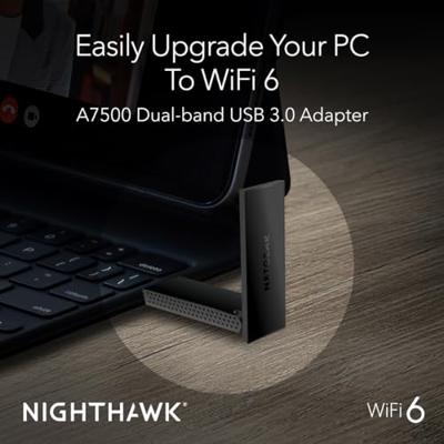 NETGEAR A7500-100PES Netwerkadapter USB-A 3.2 Gen 1 1800 MBit/s NETGEAR A7500-100PES Netwerkadapter USB-A 3.2 Gen 1 1800 MBit/s