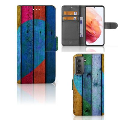 Samsung Galaxy S21 | Book Style Case | Wood Heart - Cadeau voor je Vriend
