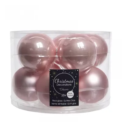 Kerstballen Glas Ø6cm Roze 10st Kerstballen Glas Ø6cm Roze 10st