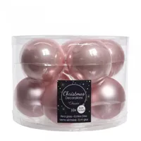 Kerstballen Glas Ø6cm Roze 10st - thumbnail