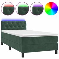 Boxspring met matras en LED fluweel donkergroen 80x200 cm - thumbnail