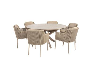 Bernini diningset met Prado tafel latte keramiek rond dia. 130 cm 4SO - 4so