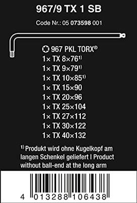 Wera 967 PKL/9 SB TORX® Stifsleutelset, BlackLaser, 9 -delig - 1 stuk(s) - 05073598001