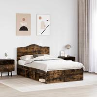 Bedframe Gerookt eiken 120 x 190 cm Massief grenenhout - thumbnail