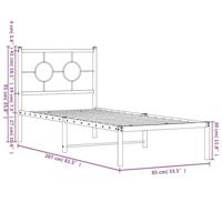 Bedframe met hoofdbord metaal zwart 80x200 cm - thumbnail