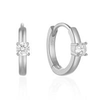 Verfijnde Elenza Zilveren Oorbellen met Solitaire Zirkonia - Elegante Dames Sieraden - thumbnail