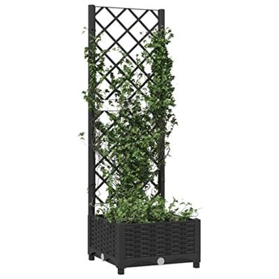 VidaXL Plantenbak met trellis zwart 40x40x121,5 cm pp