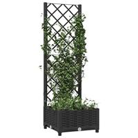 VidaXL Plantenbak met trellis zwart 40x40x121,5 cm pp - thumbnail