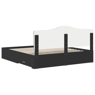 Bedframe met hoofdeinde Zwart 200 x 200 cm Bewerkt hout