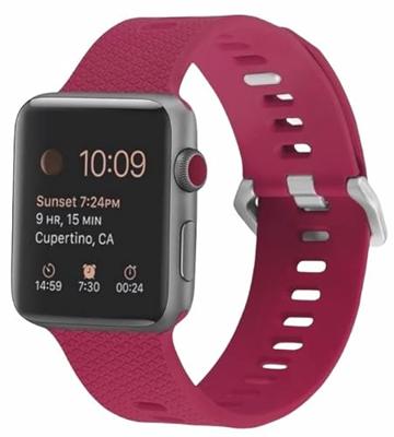 By Qubix - Siliconen bandje met motief - Rose Red - Compatible met Apple Watch 44mm / 45mm / 46mm / 49mm - Compatible Apple watch bandjes