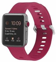 By Qubix - Siliconen bandje met motief - Rose Red - Compatible met Apple Watch 44mm / 45mm / 46mm / 49mm - Compatible Apple watch bandjes - thumbnail