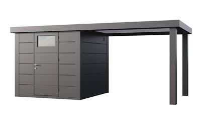 Telluria | Tuinhuis Classico 2424 met Overkapping Open Lounge Large | Rechts | Antraciet
