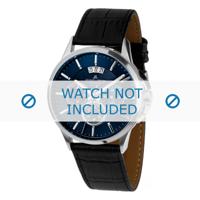 Jacques Lemans horlogeband 1-1542G Leder Zwart + zwart stiksel - thumbnail