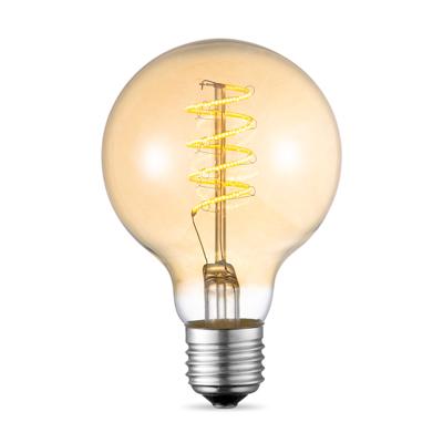 Edison Vintage E27 LED Spiraal Filament lamp - Amber - 8/8/12 cm - G80 Spiraal - Vintage LED lamp - Dimbaar - 4W 280lm 2700K - warm wit licht - geschikt voor E27 fitting