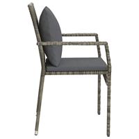 Tuinstoelen 2 st met kussens poly rattan grijs - thumbnail