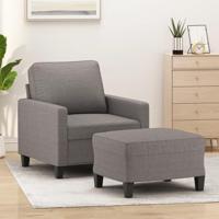 Fauteuil met voetenbank 60 cm stof taupe - thumbnail