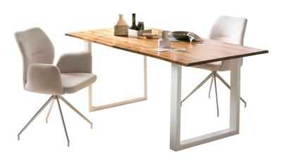 Artistiq Eettafel 'Anissa' Acaciahout en metaal, 120 x 80cm, kleur Wit