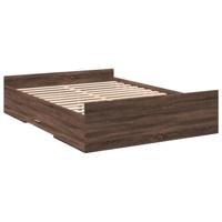 Bedframe met lades bewerkt hout bruin eikenkleur 120x200 cm - thumbnail