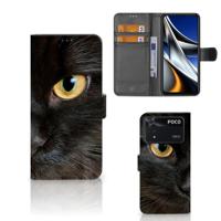 Xiaomi Poco X4 Pro 5G | Telefoonhoesje | Met pasjeshouder | Zwarte Kat - thumbnail