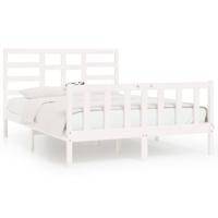 Bedframe zonder matras massief grenenhout wit 160x200 cm - thumbnail