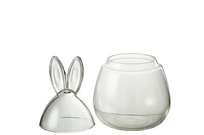 J-Line voorraadpot Konijn - glas - transparant - small