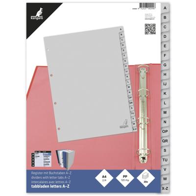 Tabblad kangaro 4r g420az 20dlg alfabet grijs pp | 25 stuks