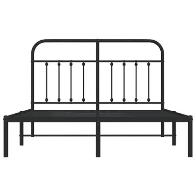 Bedframe met hoofdbord metaal zwart 140x200 cm