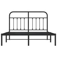 Bedframe met hoofdbord metaal zwart 140x200 cm - thumbnail