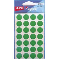 Agipa ronde etiketten in etui diameter 15 mm, groen, 168 stuks, 28 per blad - thumbnail