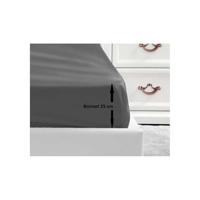 LOVELY HOME Hoeslaken 100% katoen 180x200x25 cm - Donkergrijs - thumbnail