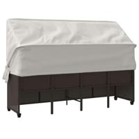 Ligbed met luifel en kussens poly rattan bruin - thumbnail