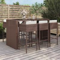 7-delige Tuinbarset met kussens poly rattan bruin - thumbnail