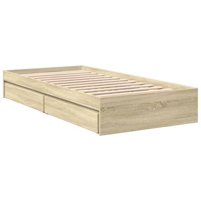 Bedframe met lades bewerkt hout sonoma eikenkleurig 90x200 cm - thumbnail