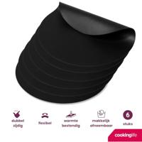 Cookinglife Placemats - Vegan leer - Zwart - ø 38 cm - 6 stuks - thumbnail