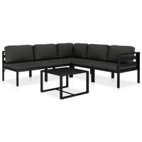 6-delige Loungeset met kussens aluminium antraciet - thumbnail