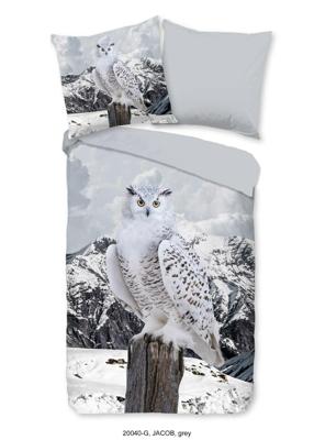 Good Morning Dekbedovertrek "sneeuwuil in de sneeuw" - Grijs - (140x200/220 cm) - Katoen