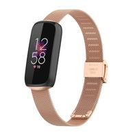 By Qubix - Compatible met Fitbit Luxe - Milanese bandje met klemsluiting - Champagne goud - Compatible fitbit bandje - thumbnail
