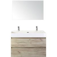 Maxx XL Badmeubelset 100 cm - Craft Oak - Wastafel Kube 2 Kraangaten met Spiegel - thumbnail