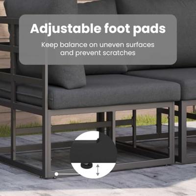 Tuinbankenset met kussen 6 pcs Zwart Aluminium