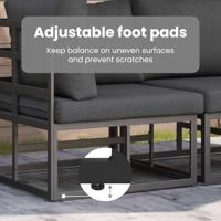 Tuinbankenset met kussen 6 pcs Zwart Aluminium - thumbnail