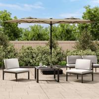 VidaXL Parasol dubbel dak met led's 316x240 cm taupe - thumbnail