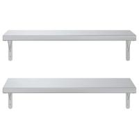 Wandschappen 2 st 75x30 cm roestvrijstaal zilverkleurig - thumbnail