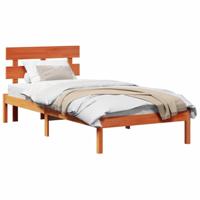 Bedframe met hoofdeinde Bruin 100 x 200 cm Massief grenenhout - thumbnail