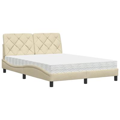 Bed met matras stof crèmekleurig 140x200 cm